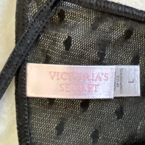 Vintage Victoria's Secret Black dot thong string panty L - Picture 3 of 5